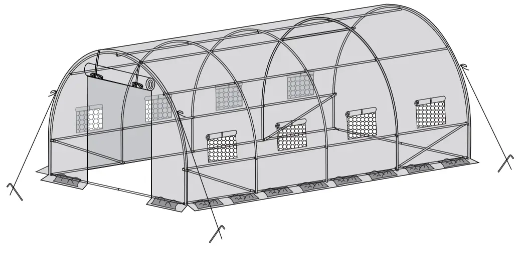 Outsunny 845-612V01WT Steel Walk In Polytunnel Greenhouse