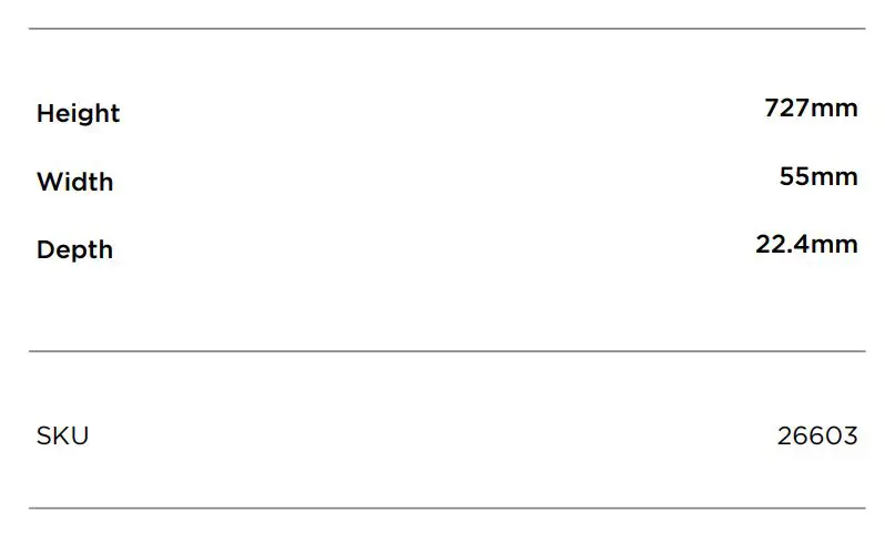 FISHER PAYKEL AHCLRD90A Classic Handle Kit for Integrated French Door Refrigerator Freezer - DIMENSIONS