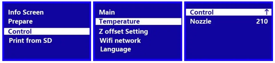 WEEDO TINA2 3D Printer - Adjusting Target Temperature