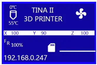 WEEDO TINA2 3D Printer - IP address