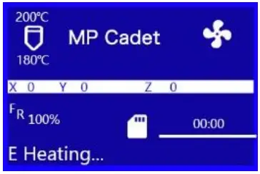 WEEDO TINA2 3D Printer - Info Screen