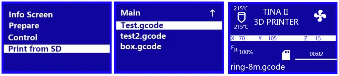 WEEDO TINA2 3D Printer - Print from SD