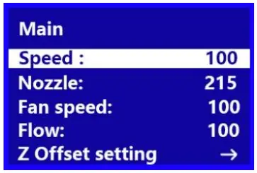 WEEDO TINA2 3D Printer - Speed Screen