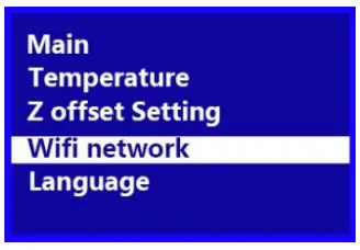 WEEDO TINA2 3D Printer - Wi-Fi Network Menu