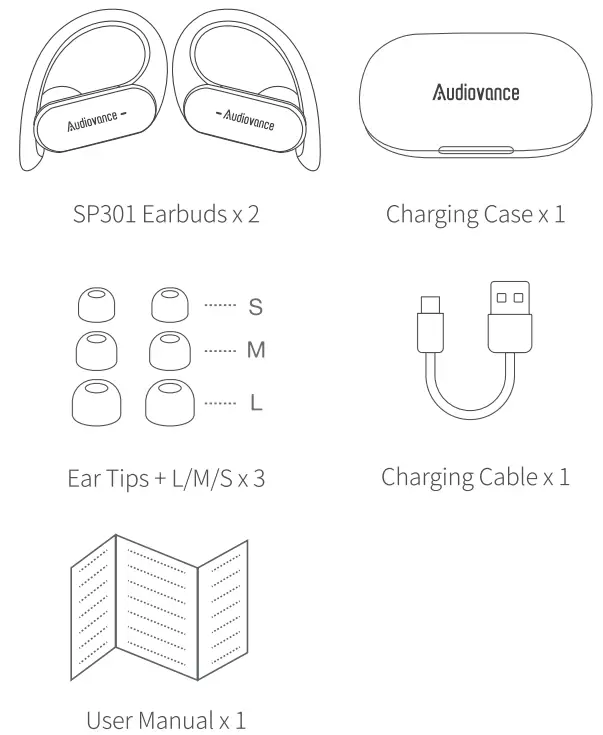 Audiovance SP301 Wireless Earbuds - Box