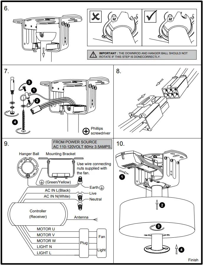 Parrot Uncle MDA560706CA110V Rustic Ceiling Fan with Lighting-FIG3