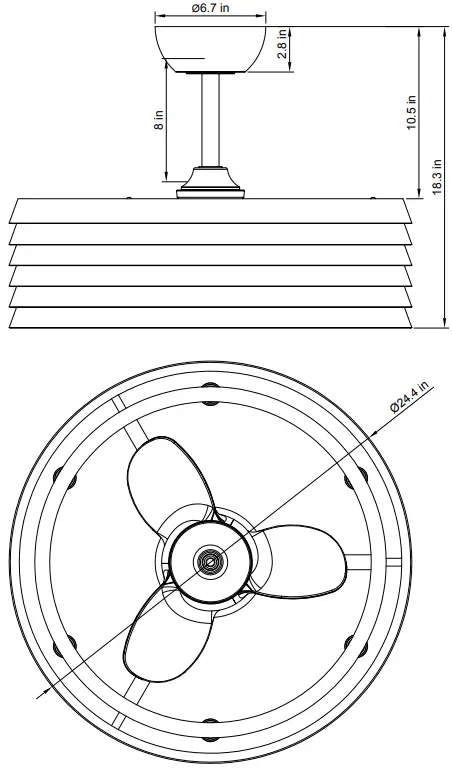 Parrot Uncle MDA560706CA110V Rustic Ceiling Fan with Lighting-FIG8