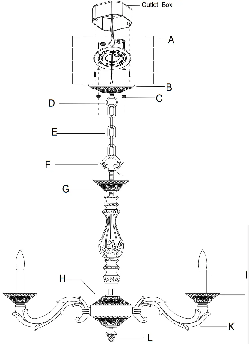 CRYSTORAMA 5026 VB CL S Six Light Chandelier - Parts