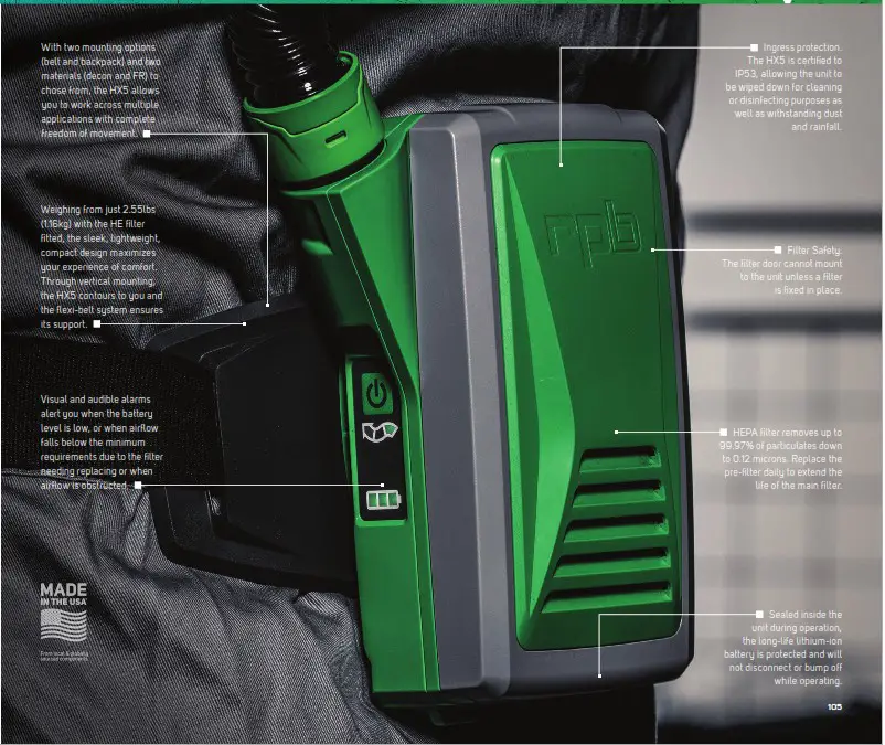 rpb HX5 PAPR Powered Air Purifying Respirators - demands
