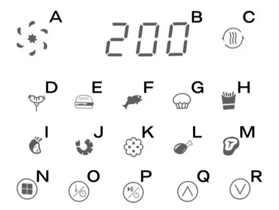 Orbegozo FDR 64 Oil Free Air Fryer- DISPLAY CONTROL