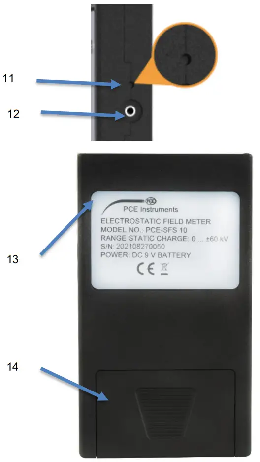 PCE Instruments PCE-SFS 10 Gauss Meter - Device description 2