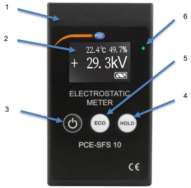 PCE Instruments PCE-SFS 10 Gauss Meter - Device description