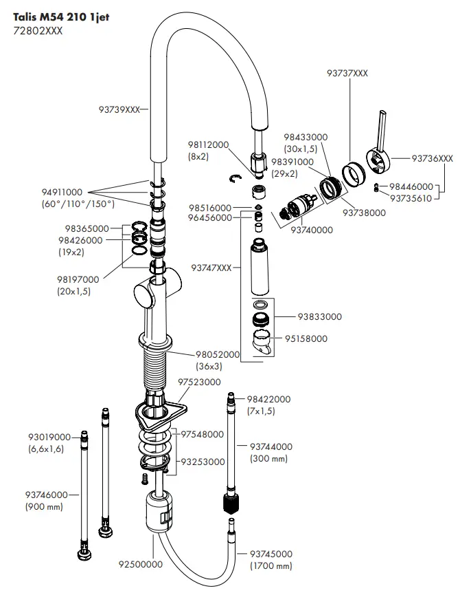 hansgrohe Talis M54 2 1 0 2jet 72800XXX Single Lever Kitchen Mixer - Figure 12