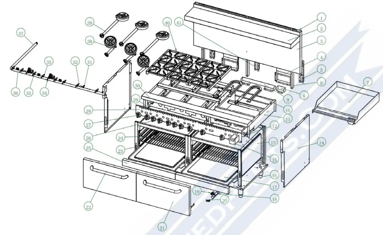 Culitek Gas Equipment BDGR-3624GNG Gas Range Griddle Combos - parts 2