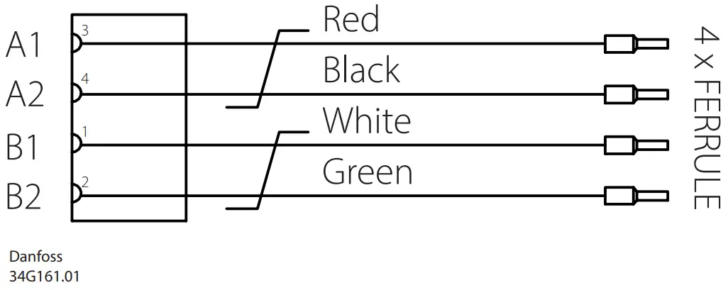 Danfoss 34G238 Female connector cable Type M12 - WIRING DIAGRAM