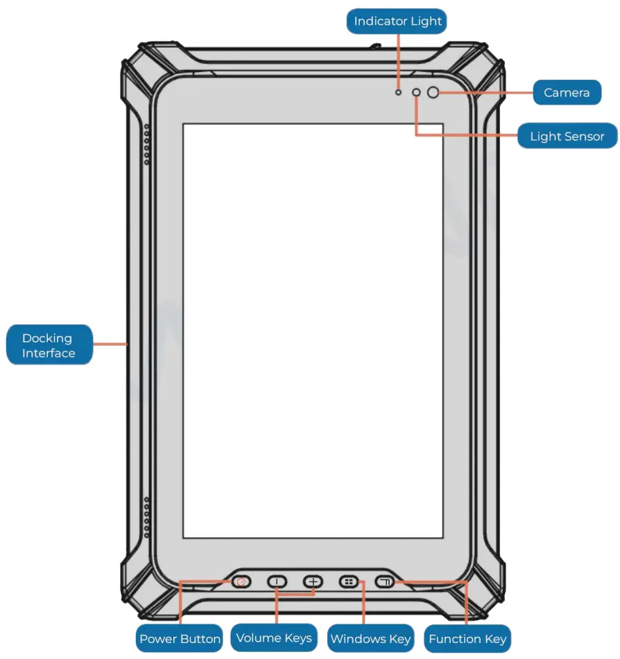 MINNO Intrepid W8 8 Inch Rugged Windows Tablet - Front View