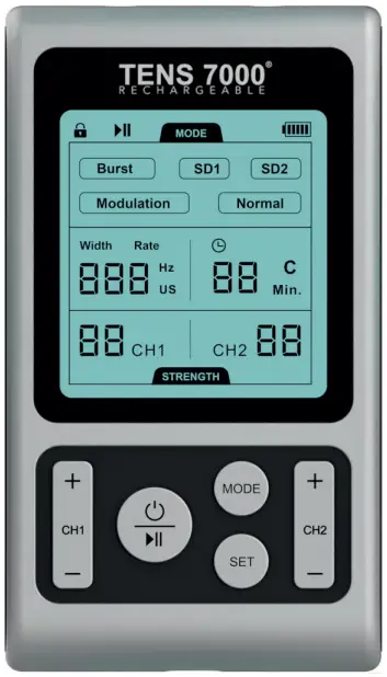 COMPASS HEALTH TENS 7000 Rechargeable TENS Unit Device