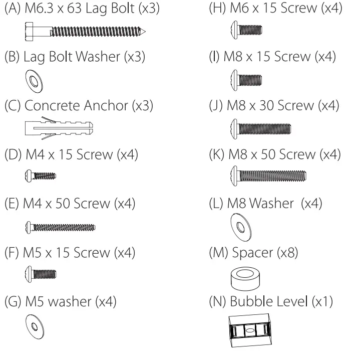 PROMOUNTS 13 Inch FF22 Flat Mount - screw
