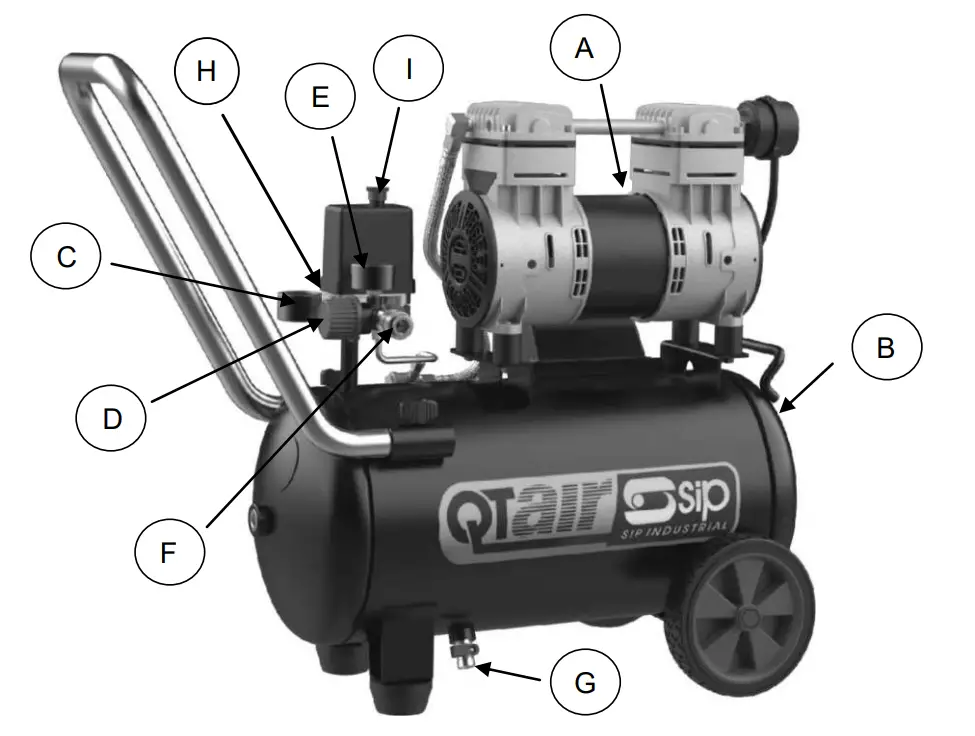 SIP INDUSTRIAL 04381 QTA24 10 SIP QT Air Oil Less Air Compressors - Parts