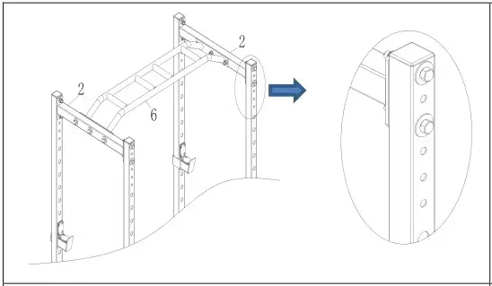 SUNNY SF-XF9925 Power Zone Strength Rack Power Cage Squat Rack - ADJUSTING THE PULL UP BAR