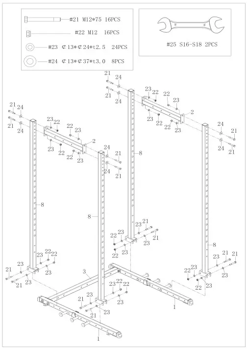 SUNNY SF-XF9925 Power Zone Strength Rack Power Cage Squat Rack - STEP 2