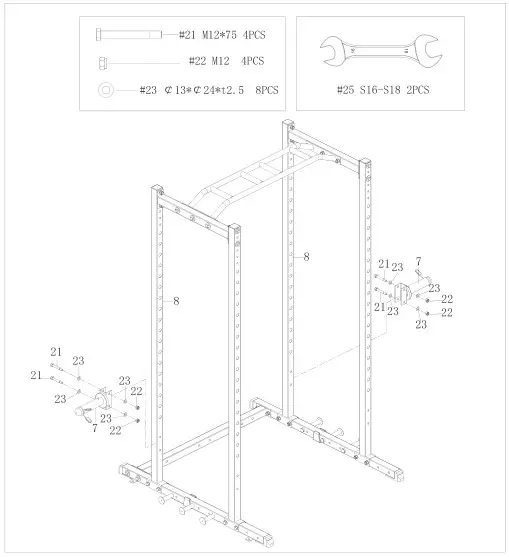 SUNNY SF-XF9925 Power Zone Strength Rack Power Cage Squat Rack - STEP 4