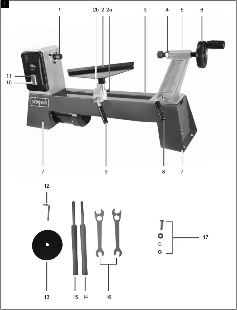 scheppach DM500T Wood Lathe - Figure 1
