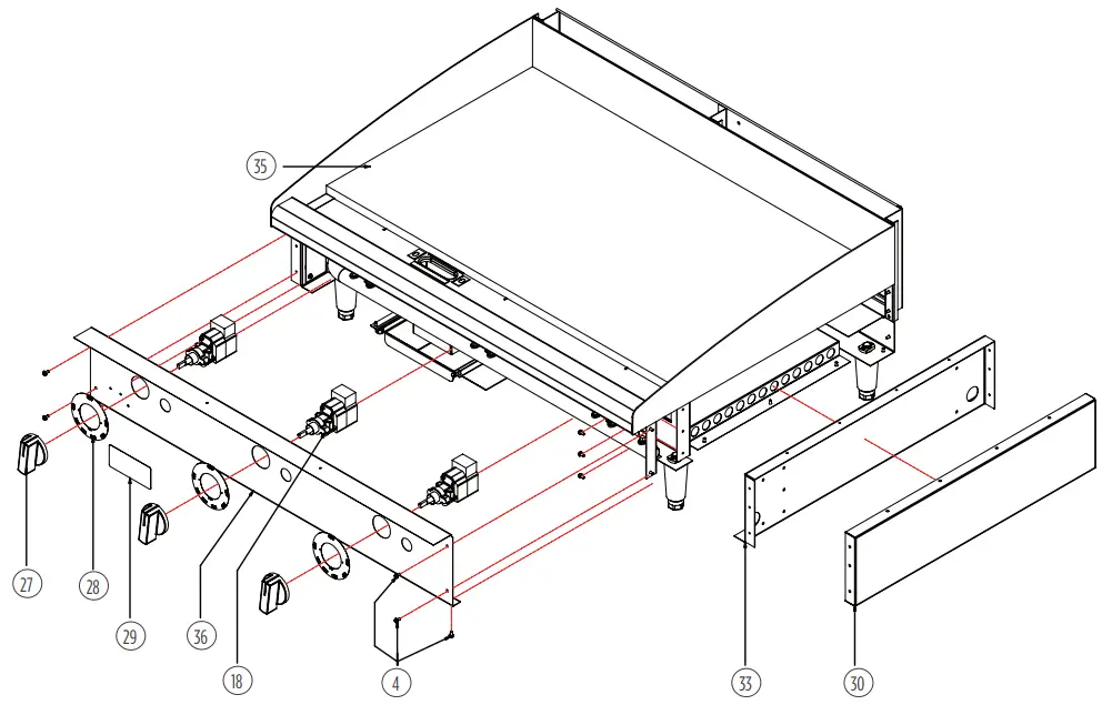 APW Wyott GGM-18S Workline Griddle Gas Countertop Gas Griddle - PANEL AND CONTROLS