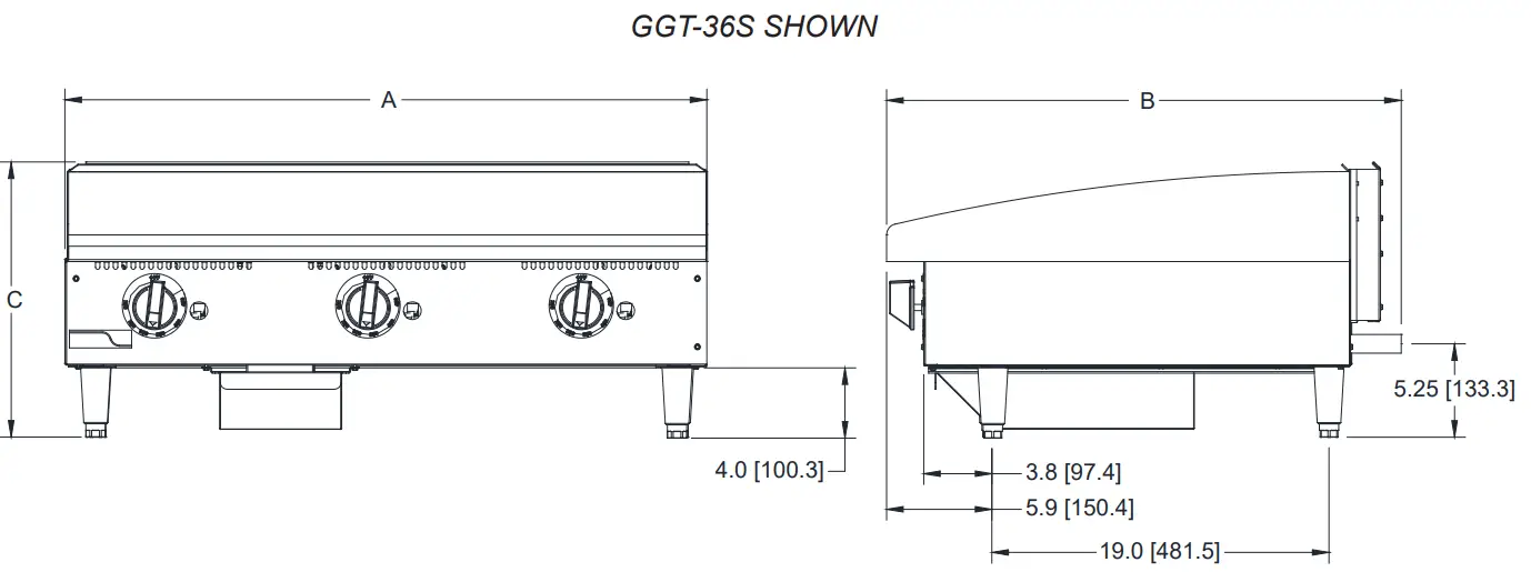 APW Wyott GGM-18S Workline Griddle Gas Countertop Gas Griddle - SPECIFICATIONS