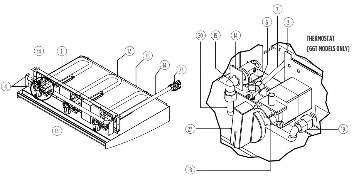 APW Wyott GGM-18S Workline Griddle Gas Countertop Gas Griddle - THERMOSTAT AND BURNERS