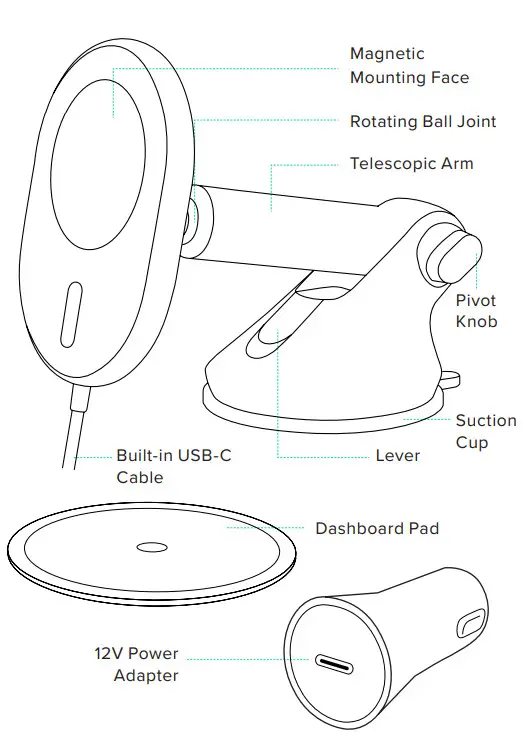 iOttie MGSFIO103 Velox Magnetic Wireless Charging Dash and Windshield Mount - Fig
