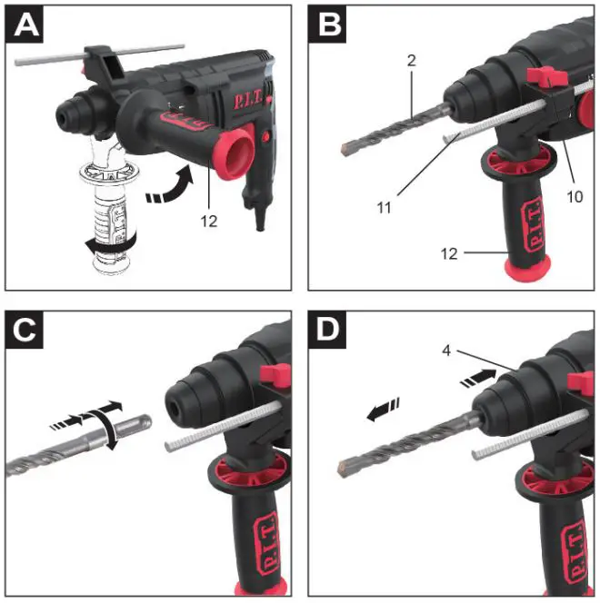 P I T PBH24-C2 Electric Hammer Drill User Manual - Fig a,d