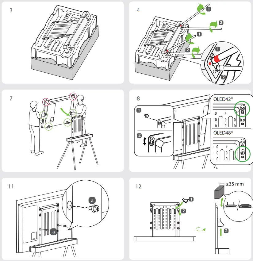 LG OLED48C2 OLED Gallery Floor Stand - parts 2
