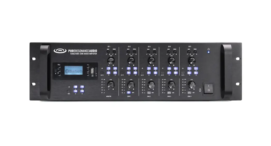 Pure Resonance Audio Rzma240bt 3ru Rack Mount 4 Zone Commercial Bluetooth Mixer Amplifier Instruction Manual Pure Resonance Audio Rzma240bt 3ru Rack Mount 4 Zone Commercial Bluetooth Mixer Amplifier Instruction Manual