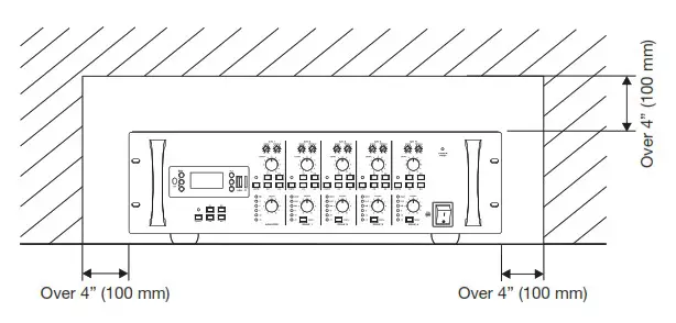 Pure Resonance Audio RZMA240BT 3RU Rack Mount 4 Zone Commercial Bluetooth Mixer Amplifier - airflow