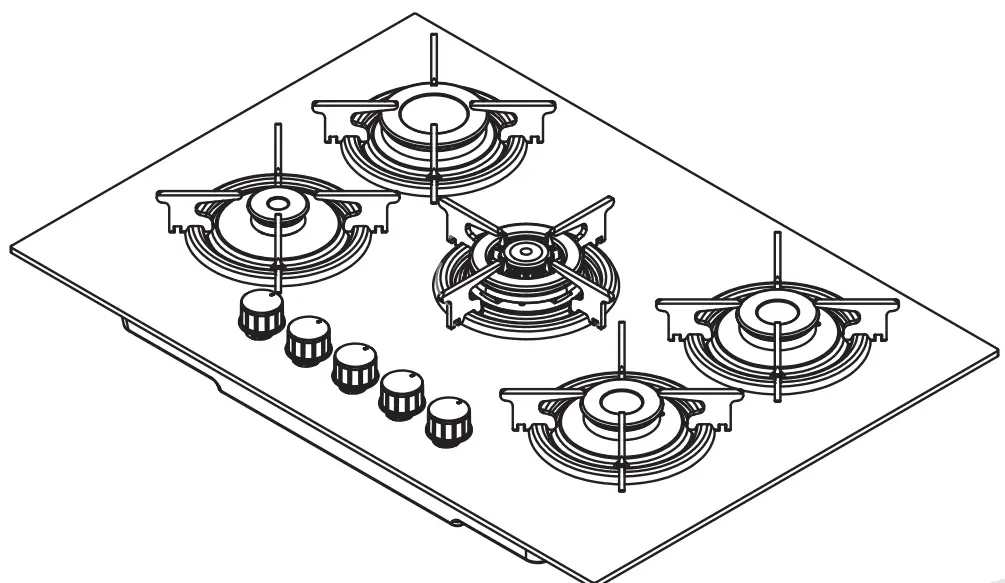 Smith Brown SHO-G572-BP5 5-Burner Built-In Cooktop -