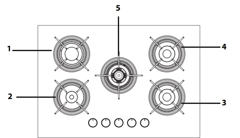 Smith Brown SHO-G572-BP5 5-Burner Built-In Cooktop - Bron 12