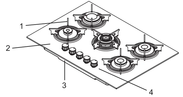 Smith Brown SHO-G572-BP5 5-Burner Built-In Cooktop - Bron