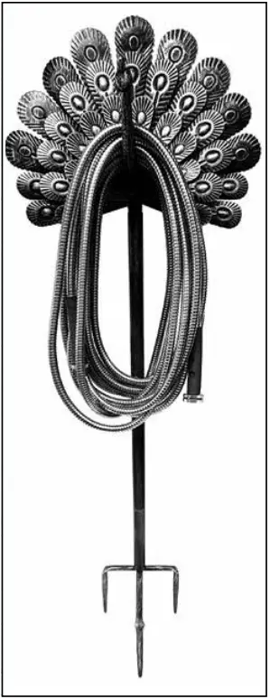 BERNINI FOUNTAINS PEACOCK Metal Garden Hose Holder B8