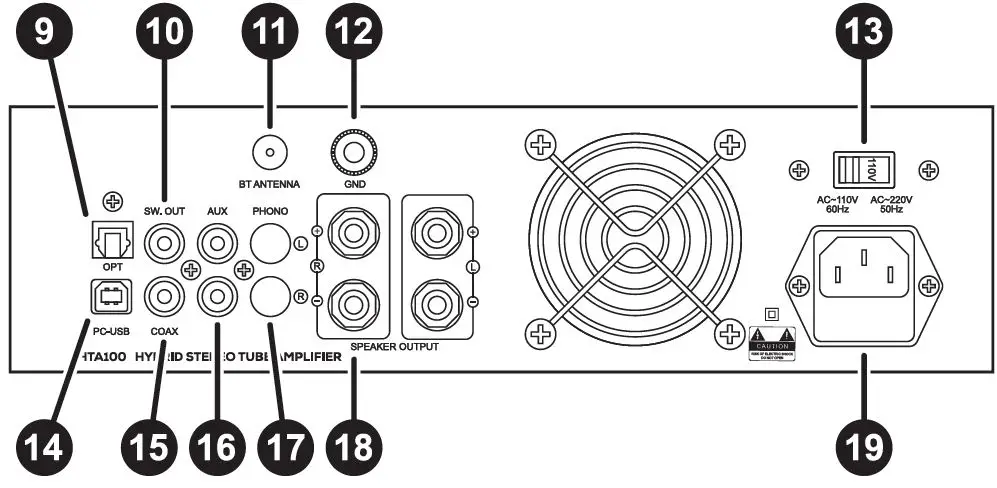 DAYTON-AUDIO-HTA100-100W-Integrated-Stereo-Hybrid-Tube-Amplifier-fig 2