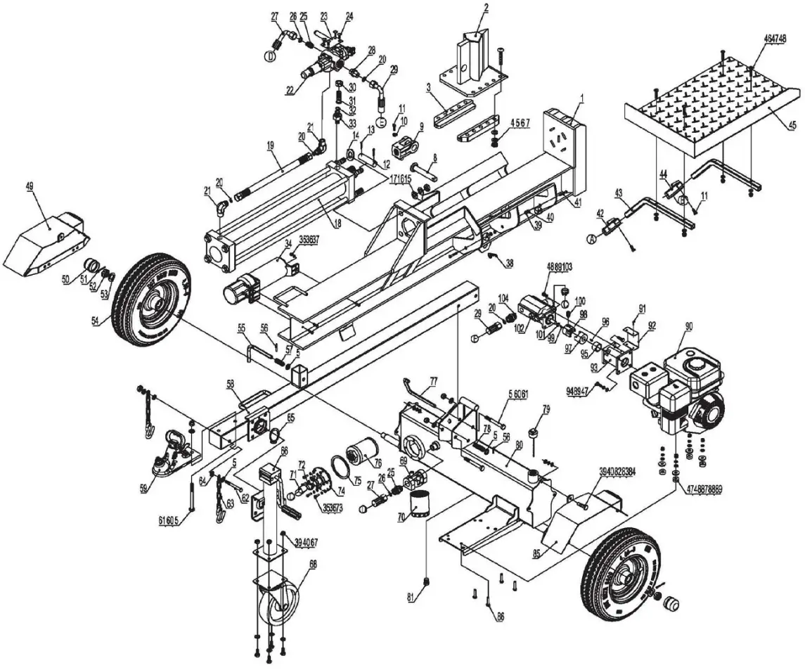 B W MACHINERY BWM LSE30 30Ton Log Splitter - Part List