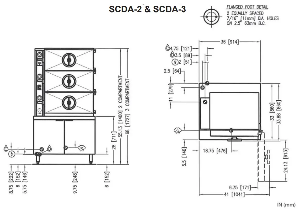 CROWN SC-2 Steam Coil Cabinet Base Compartment Cookers - CONNECTIONS 1
