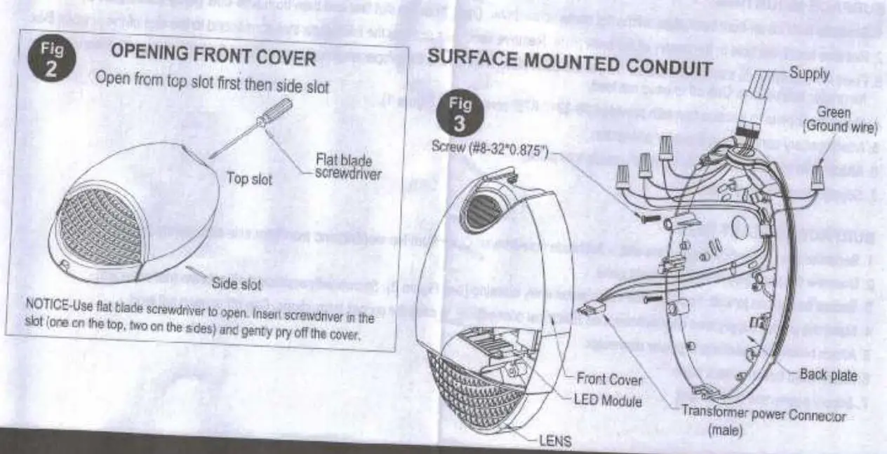 GlobaLux Lighting AEL Series Architectural LED AC Emergency Light Installation Guide - Surface Mounted Conduit