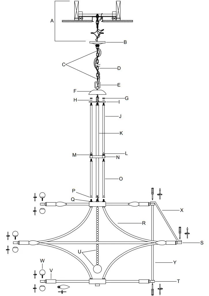 CRYSTORAMA CLO-8000-AG Clover 24 Light Chandelier - Part