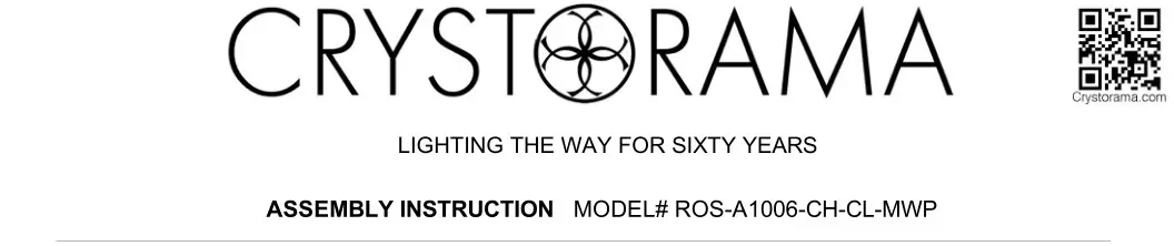 CRYSTORAMA ROS-A1006-CH-CL-MWP Roslyn Five Light Mini Chandelier Instruction Manual