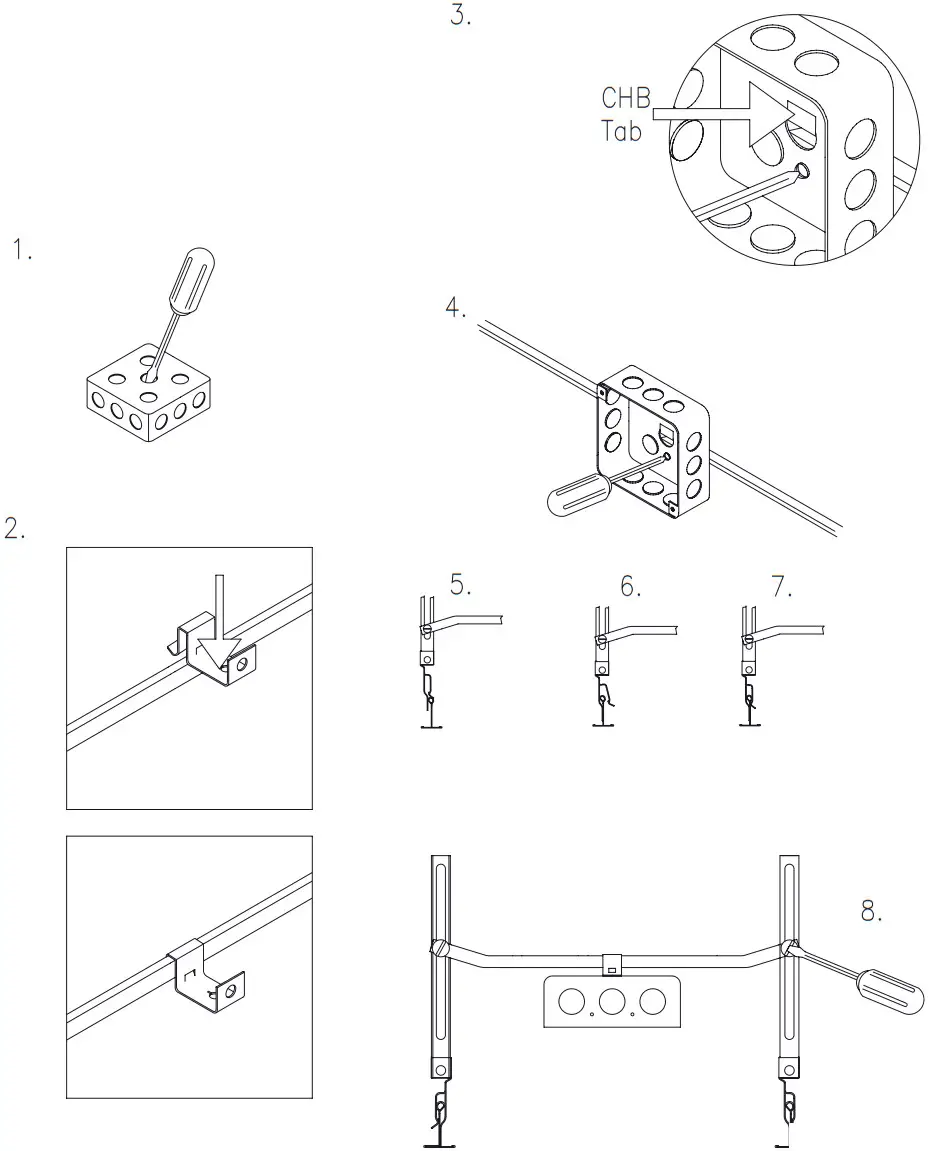 nVent 512 Series Acoustical Tee Bar Electrical Box Hanger - Figure 1