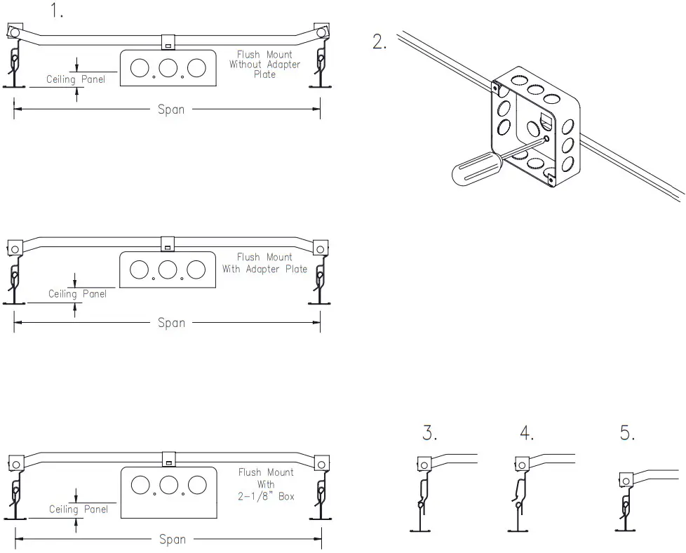 nVent 512 Series Acoustical Tee Bar Electrical Box Hanger - Figure 2