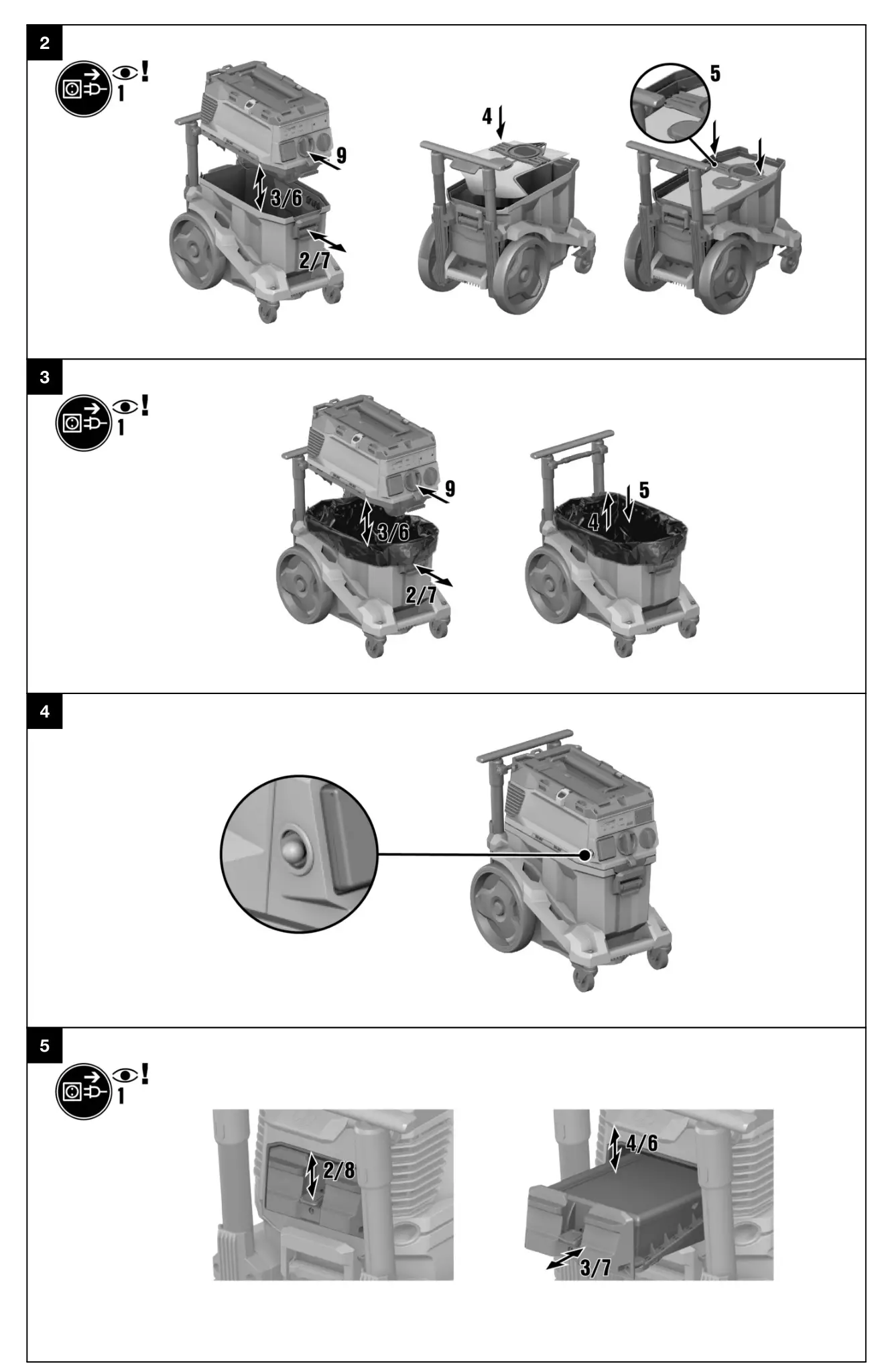 HILTI VC 20M-X Jobsite Vacuum Cleaners - figure 2,3,4,5