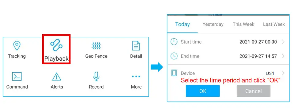 lncoon D51 GPS Tracker - Playback