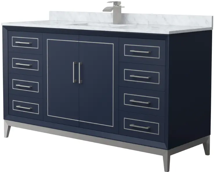 WYNDHAM COLLECTION WC-5151-60-SGL 60 Inch Single Vanity with optional Carrara Marble Counter